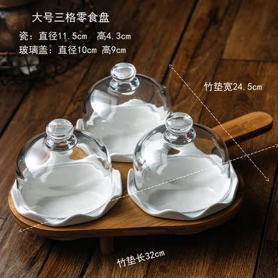 Ceramic Covered Glass Bowl Bakeware Pudding Cup Separated Fruit Plate Creative Snack Plate Snack Snack Candy Dish - Цвет: Оранжевый