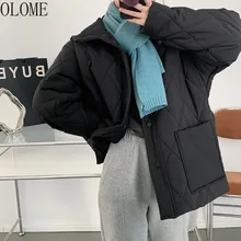 Fashion Large Pocket Parkas Women's Winter Parka Coat Autumn Woman Clothes Tight Waist Cotton Padded Female Slim Korean Version