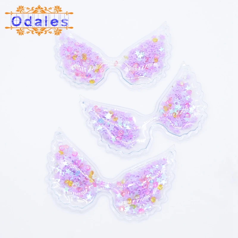 Purple 10 шт., белые крылья ангела, цветной цветок, Алмазные блестки, патчи для игрушек, для детской ярмарки, крылья, Аппликации, DIY аксессуары для волос - Цвет: Purple