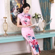 Ретро облегающий 3XL большой размер длинный Cheongsam Летний Стиль Горячая Распродажа модный Улучшенный Подиум Cheongsam