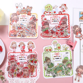 

40Pcs/Pack Fun Girl Fruit Series Colorful Sticky Stickers Decoracion Scrapbook Office Stationery School Supplies