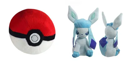 2 шт./компл. Аниме фигурки мяч Glaceon Brinquedos плюшевые мишки 12 и 14 см мягкие Животные Плюшевые прекрасный подарок, кукла детские игрушки