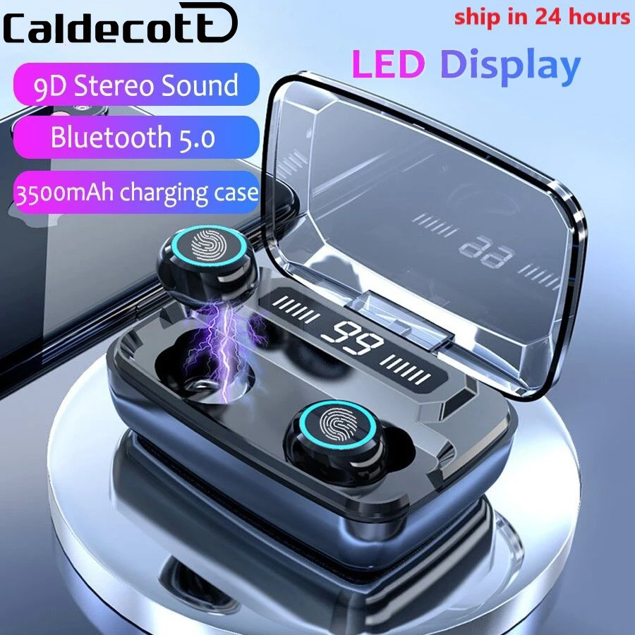 3500 мАч светодиодный Bluetooth Беспроводные наушники TWS с сенсорным управлением