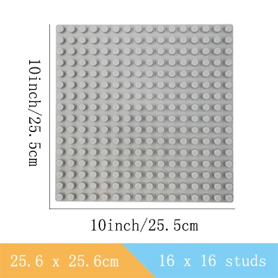 Опорная плита 16*16 стержневые строительные блоки доска совместим с Duplo большого размера кирпичи опорная пластина 25,5*25,5 см 10*10 дюймов пластиковая игрушка - Цвет: grey