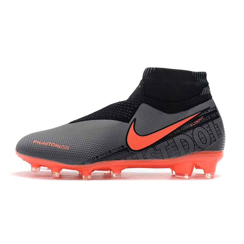 NIKE Phantom VSN Elite DF FG трикотажные водонепроницаемые бесшовные носки мужские футбольные бутсы обувь цвет слипоны футбольная обувь - Цвет: Black Grey Orange