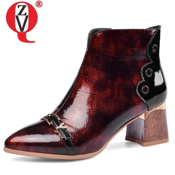 

ZVQ 2019 winter new fashion ankle boots outside high heels pointed toe zip metal decoration women shoes drop shipping size 34-43