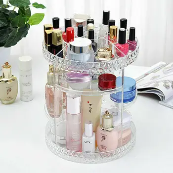 

360-degree Rotating Makeup Organizer Box Brush Holder Jewelry Organizer Case Jewelry Makeup Cosmetic Storage Box