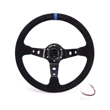 

Deep Corn Drift Suede Leather Anti-Slip Sports Steering Wheel For 14 Inch 350mm Universal Racing Car