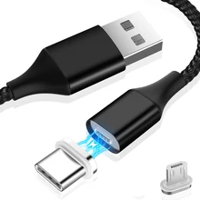 Магнитный кабель 3A USB C type C Micro USB кабель для samsung huawei Xiaomi, Магнитный зарядный шнур для передачи данных, быстрая зарядка 3,0