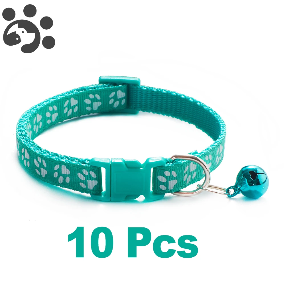 10Pcs Wholesale With Bell Collars Delicate Safety Casual Nylon Dog Collar Neck Strap Fashion Adjustable Bell Pet Cat Dog Collar 