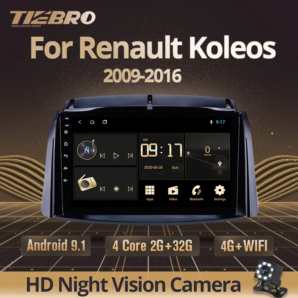 Автомагнитола TIEBRO для Renault Koleos 2009 2016 2.5D IPS Android 9 0 GPS навигация мультимедийный
