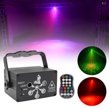

6 Holes Projection Lights Music Show DJ Projector Lamp Indoor RGB UV LED Decoration Light Voice Remote Control Party Lamp