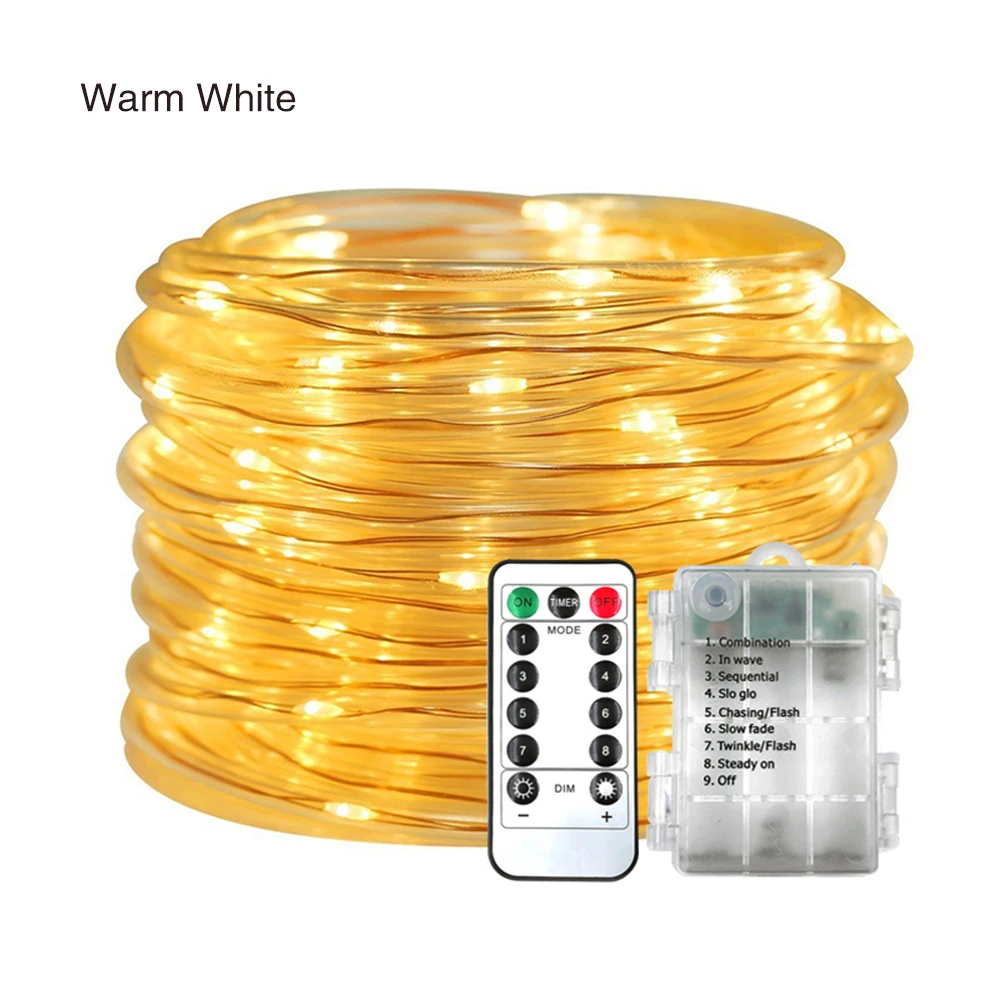 warm white Музыкальная гирлянда, Солнечная Водонепроницаемая веревочная трубка, светодиодный Светодиодный Сказочный струнный свет, USB лампа, струна, креативная красивая, 8 функций - Испускаемый цвет: warm white