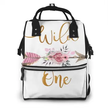 

Wild One Pink Floral Arrow Boho Nappy Backpack Mummy Bag Large Capacity Mom Baby Multi-function Waterproof Travel Diaper Bags