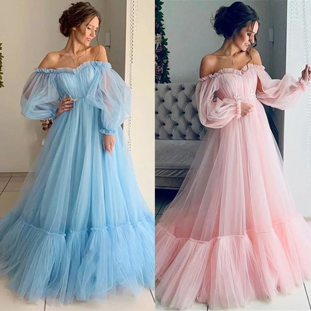 Vestidos, женские платья, милые, элегантные, однотонные, с длинным рукавом, с вырезом лодочкой, модные, газовые, длинные платья, женская одежда