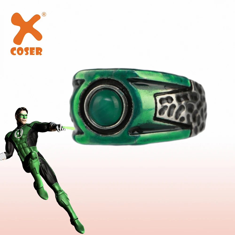 Кольцо для косплея XCOSER с зеленым фонариком медное зеленое ювелирное изделие