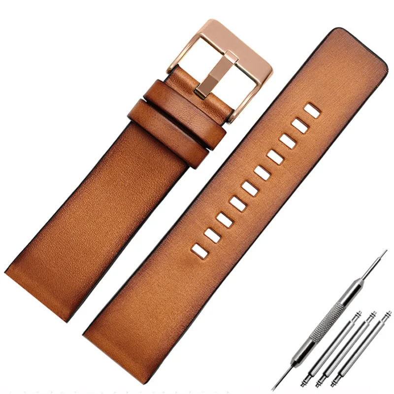 Vintage Brown Genuine Leather Watch Strap - Retro Wristband, Premium Quality, Multiple Widths Available