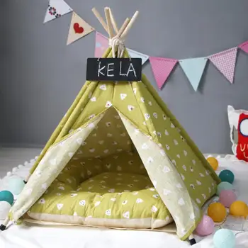 

Pet Tent Teddy Poodle Small Dog Cat Kennel Wooden Pet Sleeping Nest