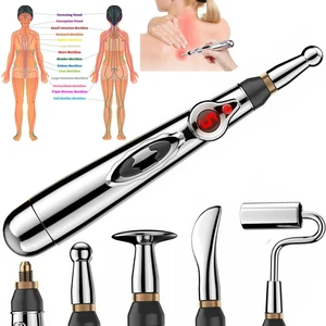 5 Heads Electronic Acupuncture Pen Smart Pulse Meridian Energy Massage Pen Pain Relief Therapy for Back Neck Face Beauty Roller