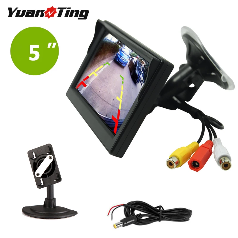 YuanTing 5 Inch TFT LCD Car Color Rear View Monitor Screen 12-24V for Parking Backup Camera with 2 Optional Bracket | Автомобили и