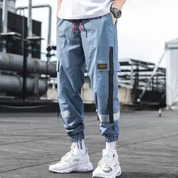 Мужские брюки карго с карманами в стиле хип-хоп, мужские повседневные штаны в японском стиле, Беговые брюки в повседневном стиле, 2019