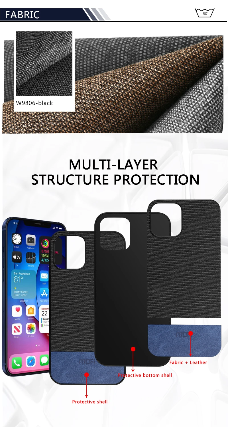 For iPhone 12 Case Fabric Case For iPhone 12 Pro Max Luxury For iPhone 12 Mini Case For 12 Pro PU Leather Cover MOFI Original best iphone cases