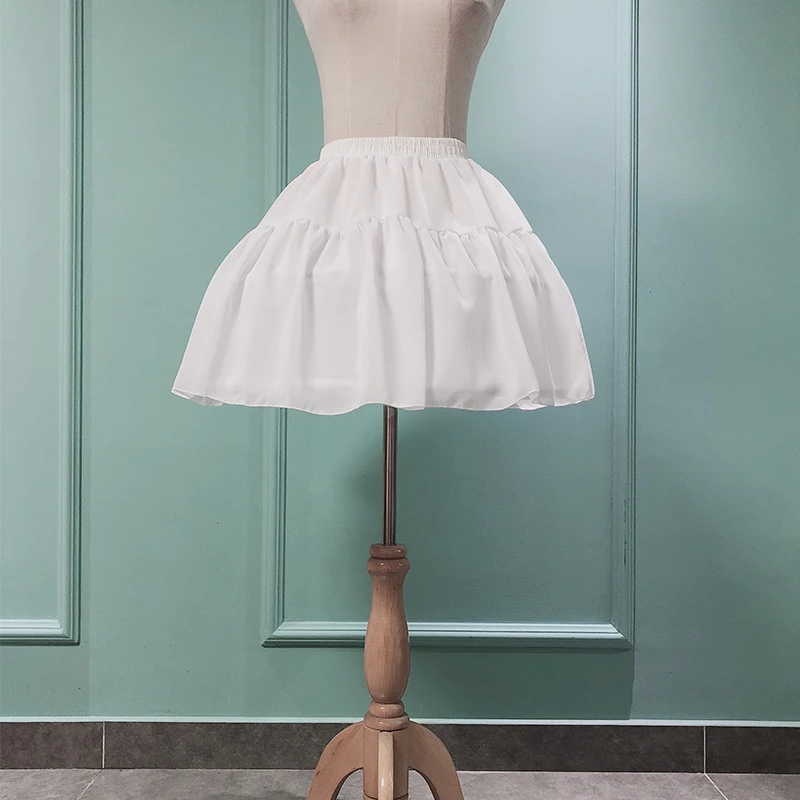

2019 Ruffles Chiffon Underskirt Short DressPetticoat Tow Bones Lolita Petticoat Ballet Rockabilly Crinoline