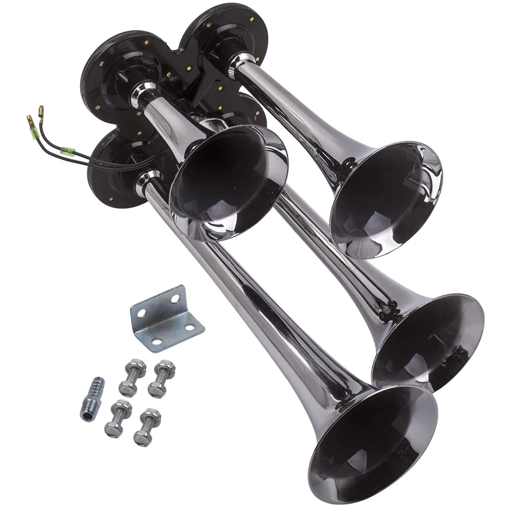 4 Trumpet Train Air Horn Kit 150 PSI 150db Air System W/12V Air