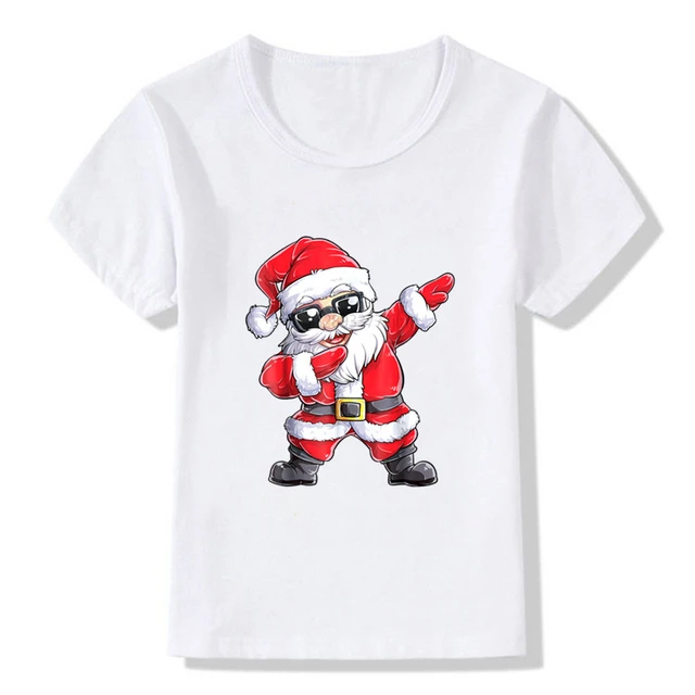 Camiseta con estampado de Papá Noel para niños, ropa de Feliz Navidad,  camiseta para niño y