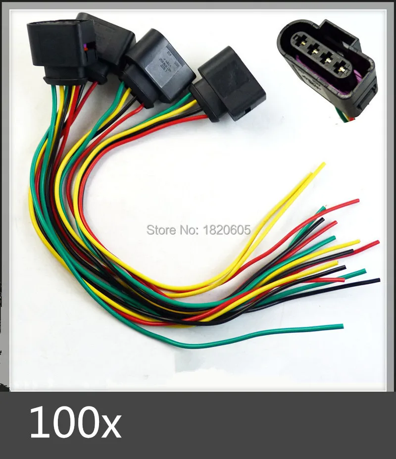 

100 шт. катушка зажигания 4 Pin 1J0973724 комплект для ремонта коннектора 1J0 973 724 для Audi A4 A6 rs4 rs6 a8 VW Passat Кабельный адаптер