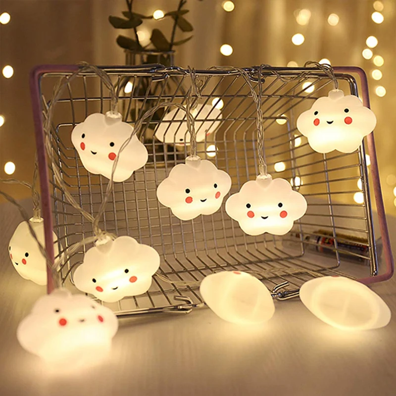 LED Warm White Cute Cloud Small Night Light String Lights Halloween Christmas Room Corridor Decor Holiday Battery Powered Gift | Лампы и