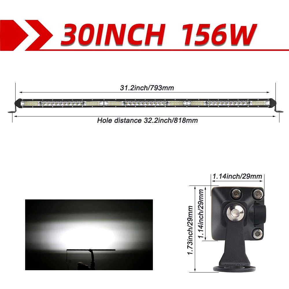 CO LIGHT Barre LED 52" 180W 36000LM IP68 Pour Tracteurs 4x4