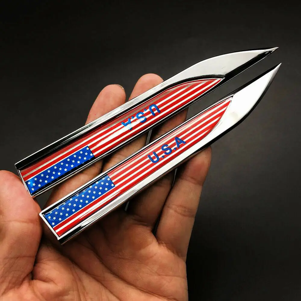 

Metal USA American Flag Car Fender Auto Emblem Skirts Badge Decals Sticker