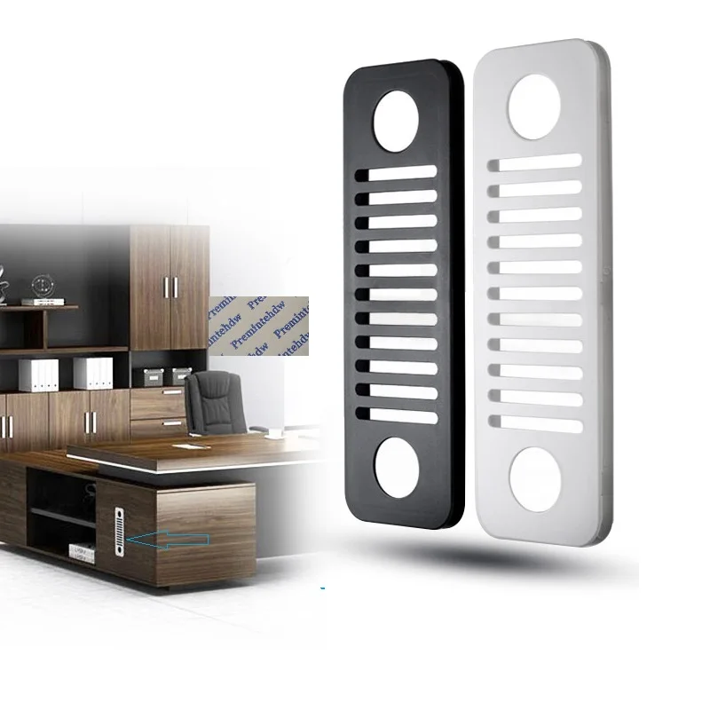 4Pcs/Lot White Black Rectangle ABS Plastic Air Vent Heat Ventlation With Cable Grommet Office Desk CPU Cabinet