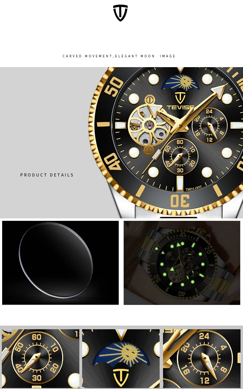Men Watch TEVISE T801-002 Drop Shipping Top Brand Men Mechanical Watch Automatic Fashion Luxury Stainless Steel Male Clock 2020 (6)