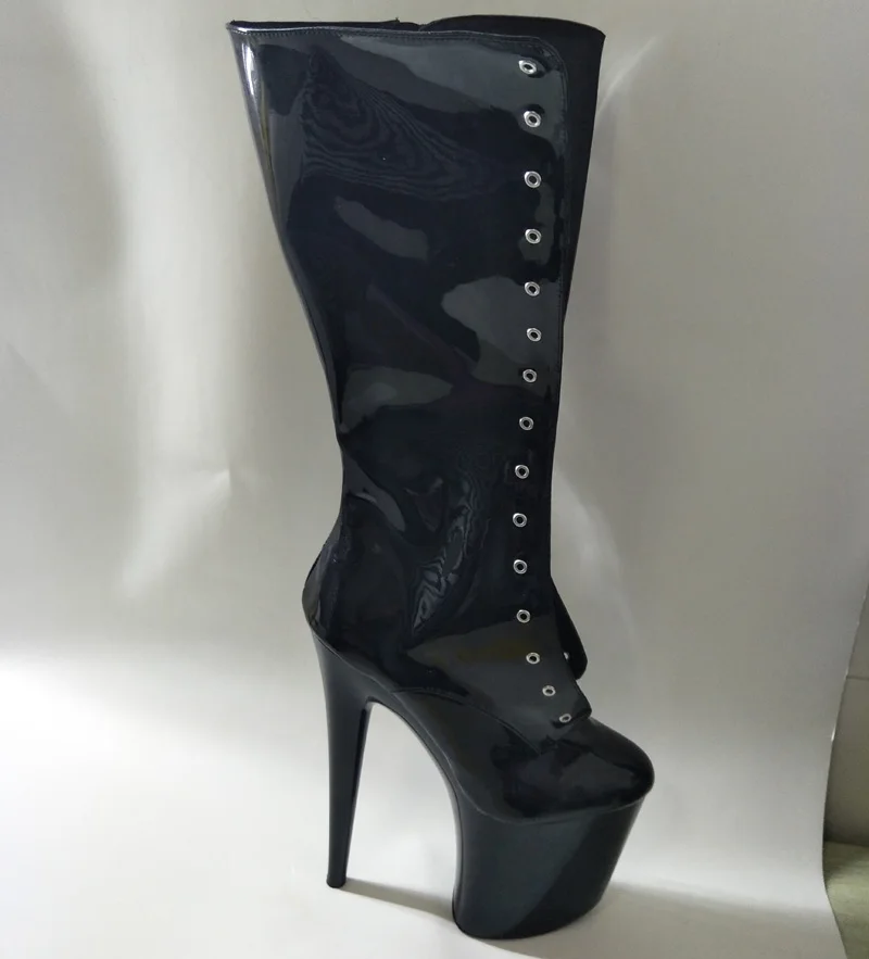 LAIJIANJINXIA/женские сапоги на высоком каблуке 8 дюймов; модельная обувь на шнуровке на высоком каблуке 20 см; универсальные сапоги средней высоты; пикантная обувь на платформе