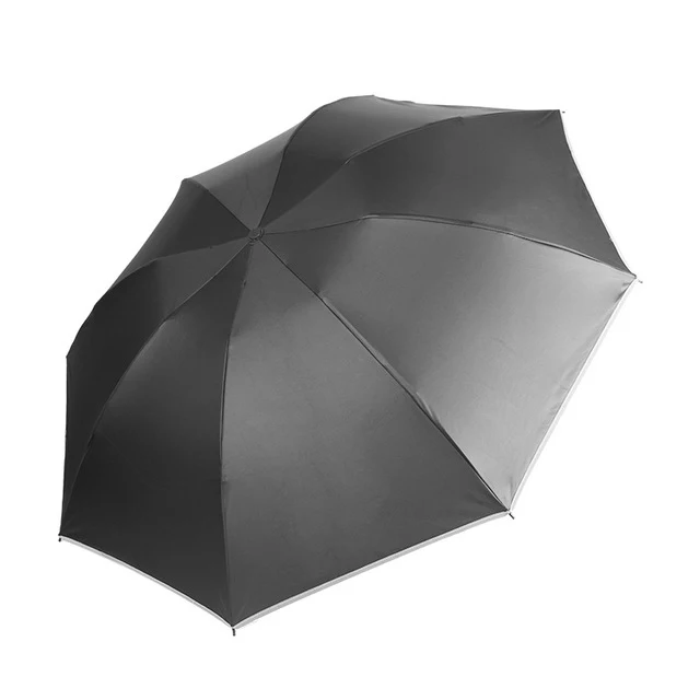 Folding Automatic Reverse Umbrella Rain Women Ladies Auto Big Windproof Inverted Umbrellas Men Night Reflective Strip Parasol 8K - Цвет: Black