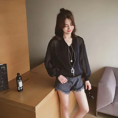 

2018 Summer Korean-style Casual Sun-resistant Baseball Uniform Short Jacket Women's Thin Tops Loose-Fit Long Sleeve Jacket