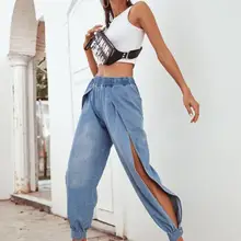 Колготки для фитнеса женские комбинезоны с высокой талией эластичные джинсы с разрезом на талии Штаны для бега размера плюс осенние спортивные штаны