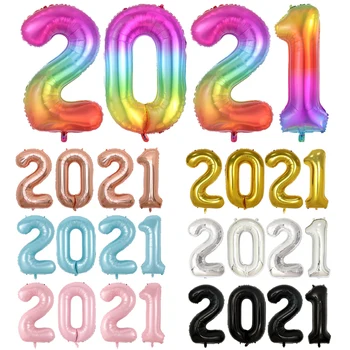 

4Pcs 40inch 2021 Number Foil Balloons rose gold rainbow pink blue happy New Year Party Decor Home Celebration Party Supplies
