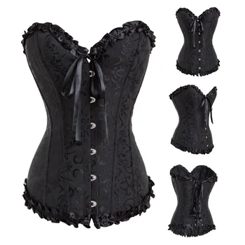 

Sexy Women Steampunk Clothing Gothic Plus Size Corsets Lace Up Boned Overbust Bustier Waist Cincher Body Shaper Corselet S-6XL