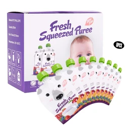 8Pcs 200ML Baby Reusable Food Storage Squeeze Food Bag  Drink Spout Pouch Portable Fruit Vegetable Baby Food Pouch 2021 Hot sale