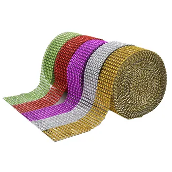 

2/5yards Diamond Mesh Rhinestone Wraps Ribbon DIY Rhinestone Crystal Ribbons Sparkle Mesh Wrap Roll for Cake Wedding Party Decor