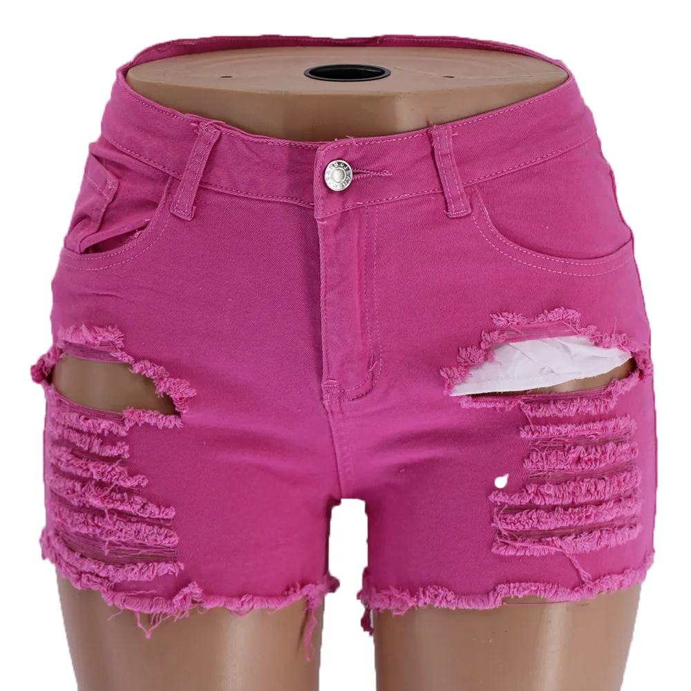 Sexy High Waist Tassel Ripped Hole Jean Shorts Summer Street Women High Waist Shorts Lady Fashion Club Party Skinny Hot Shorts