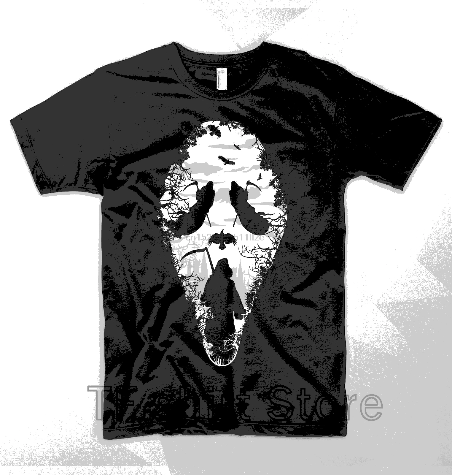 Funny Print Men T shirt Women cool tshirt Scream Face Mask Shirt Ghostface Killer Horror Movie Halloween Zombie Ghost | Мужская одежда