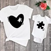Funny Family Matching T-Shirt Mommy and Me Outfit Heart Puzzle Piece Mother and Daughter Son Tops Mama and Mini Baby Bodysuits 2
