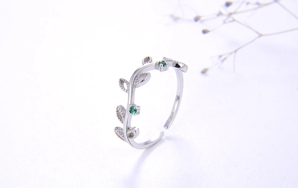 ORSA JEWELS Настоящее серебро 925 регулируемые кольца Для женщин Лист Форма 4 стиль по желанию Зеленая прозрачная AAAA фианит несколько колец ювелирные изделия SR143