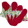 reusable cloth pads for periods, red micro-fleece inner menstrual pad with wings, 4 sizes women sanitary day and night pads 4