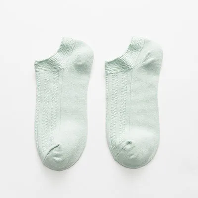 light green Новые весенне-летние модные носки-лодочки Женские однотонные японские носки женские дышащие хлопковые эластичные носки женские DSW0713 - Цвет: light green