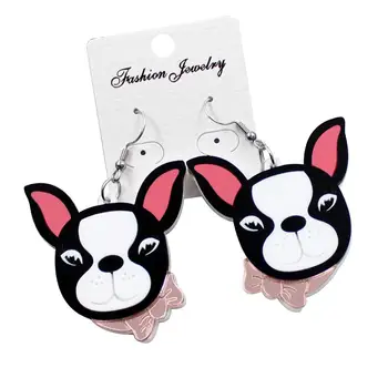 

New Fashion Lovely Dog Head Acrylic Earrings for Women Girls Funny Lovely Animal Trendy Dangle Earrings Female Jewelry Brincos